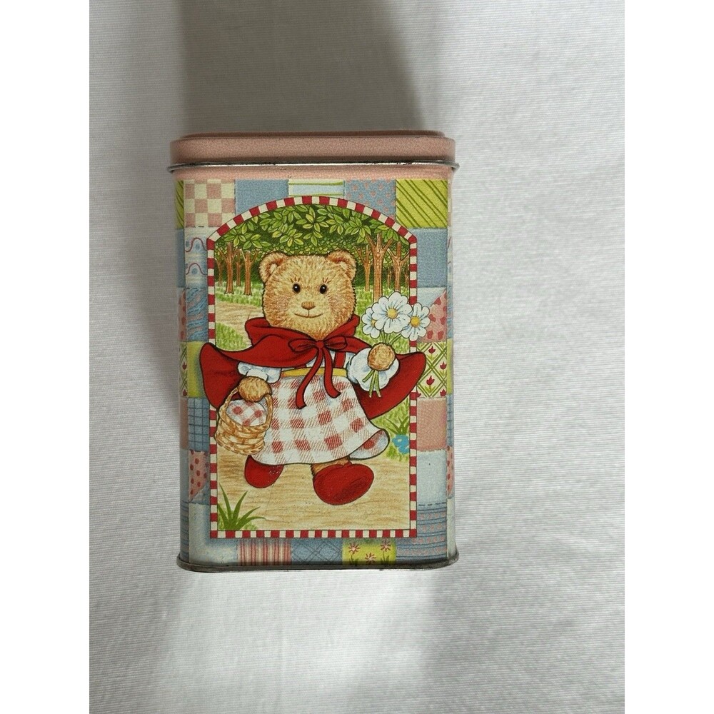 Cottage granny core Teddy Bear Tin Storage Decor Box